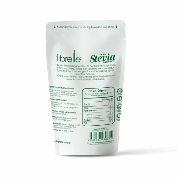 Fibrelle Zero Slim Tatlandırıcı Stevia 400 g
